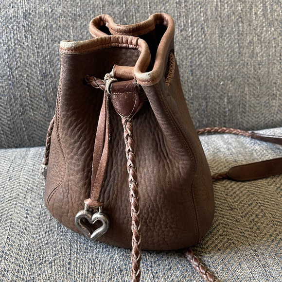 Brighton Brown Pebble Leather drawstring bucket bag - Picture 2 of 16